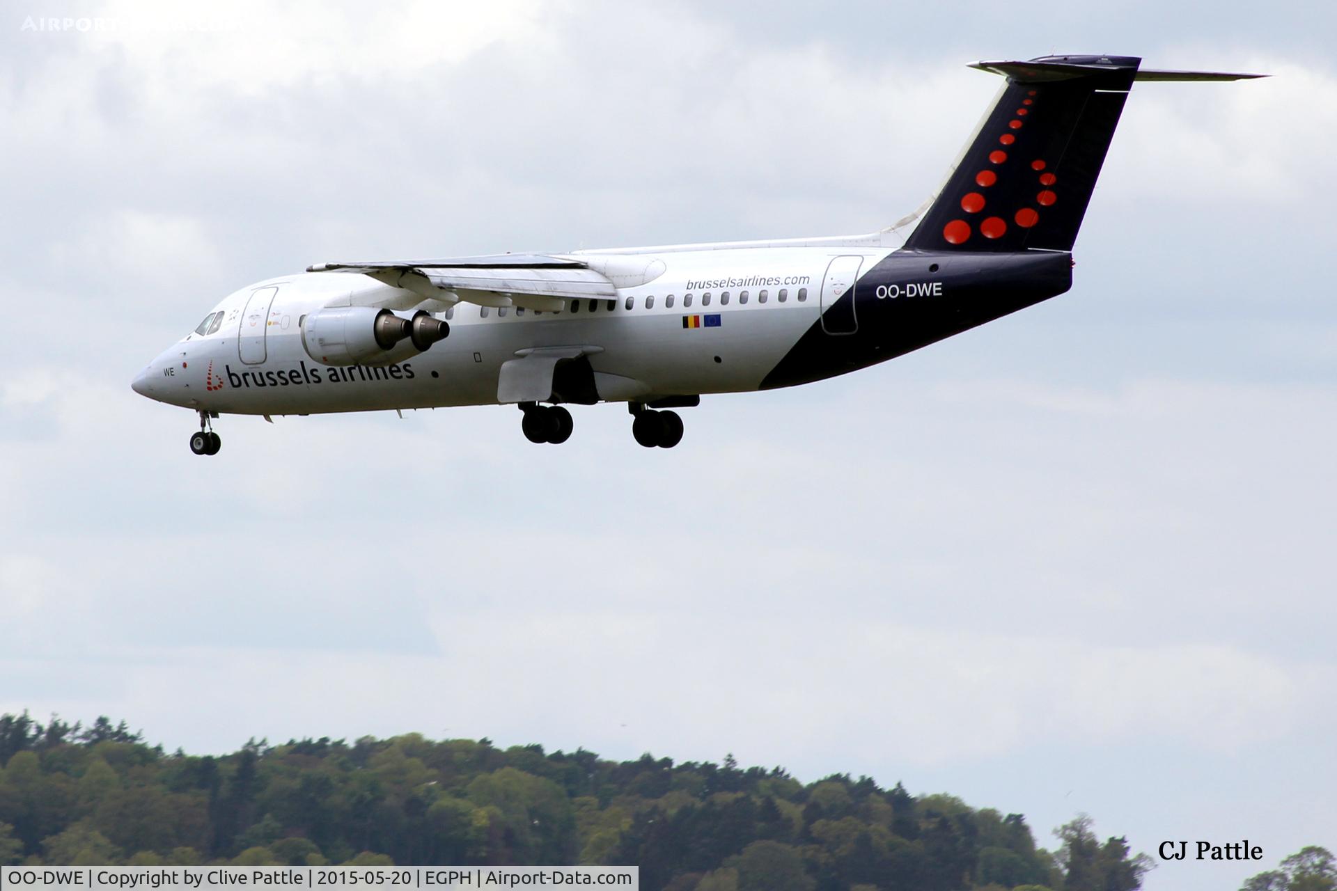 OO-DWE, 1998 British Aerospace Avro 146-RJ100 C/N E3327, Seconds from landing at Edinburgh (EGPH)
