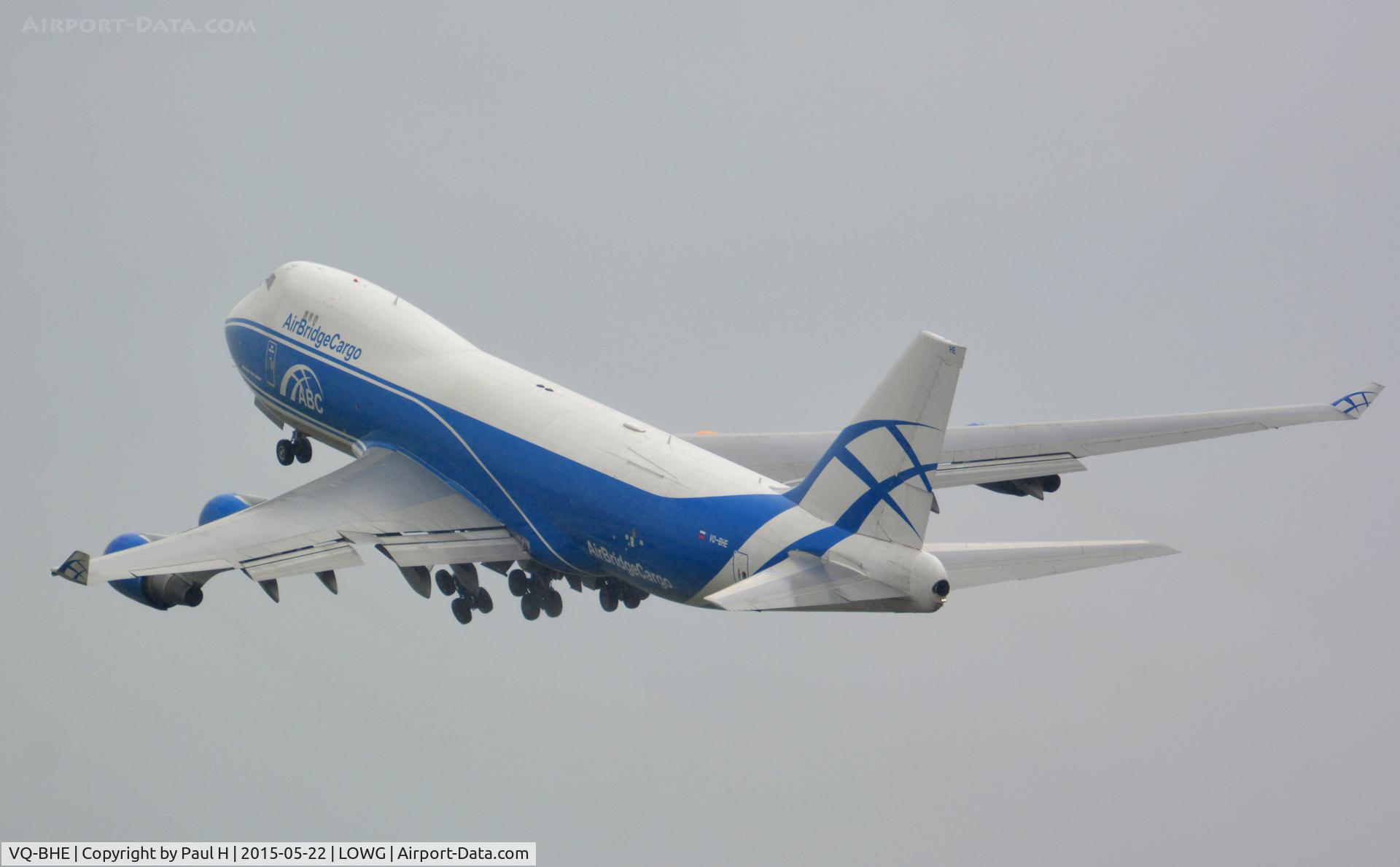 VQ-BHE, 2008 Boeing 747-4KZF (SCD) C/N 36784, B-747 for RedBull Air-Race Rovinj 2015, at LOWG, waving good bye during take-off