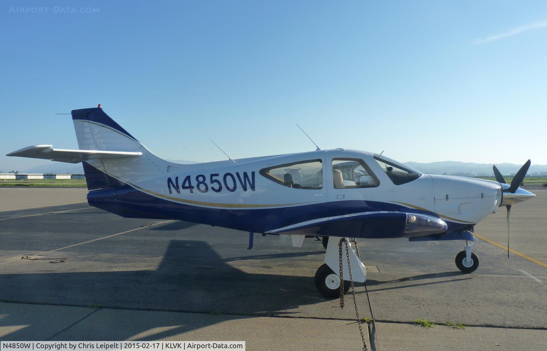 N4850W, 1976 Rockwell International 114 Commander C/N 14180, A 1976 Rockwell Commander 114 parked at transient parking visiting Livermore Municipal Airport, CA.