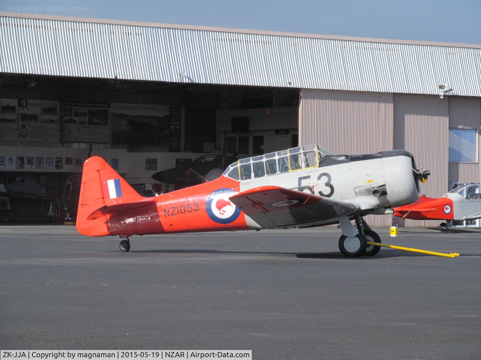 ZK-JJA, 1941 North American AT-6C Harvard IIA C/N 88-13910, at home base on warbirds apron