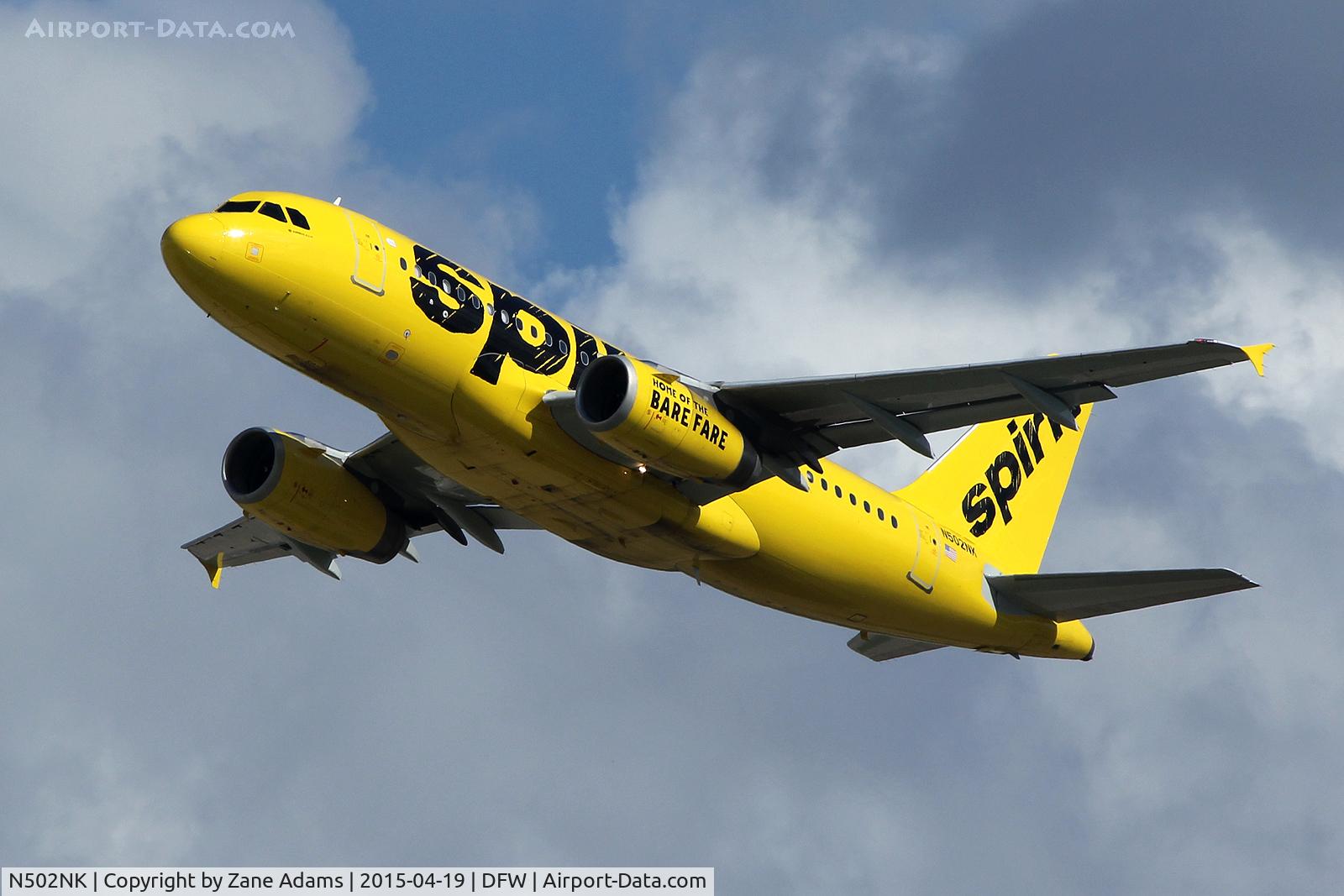 N502NK, 2005 Airbus A319-132 C/N 2433, Departing DFW Airport
