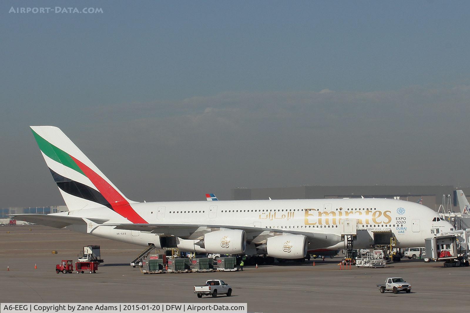 A6-EEG, 2013 Airbus A380-861 C/N 116, Emirates A380 at DFW Airport
