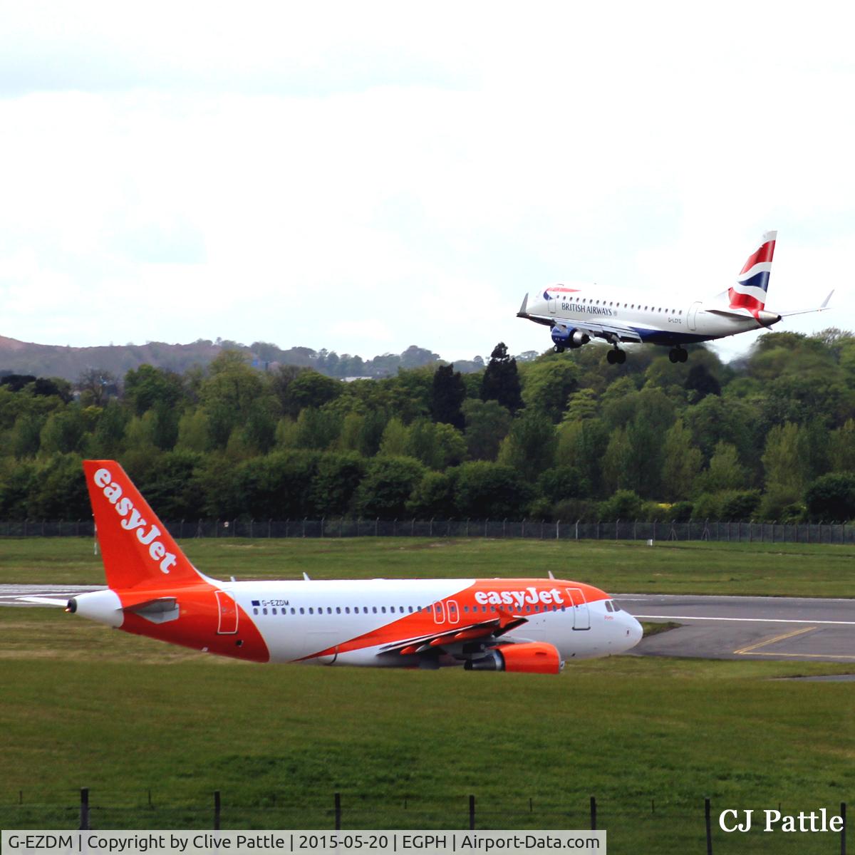 G-EZDM, 2008 Airbus A319-111 C/N 3571, More threshold action at Edinburgh EGPH
