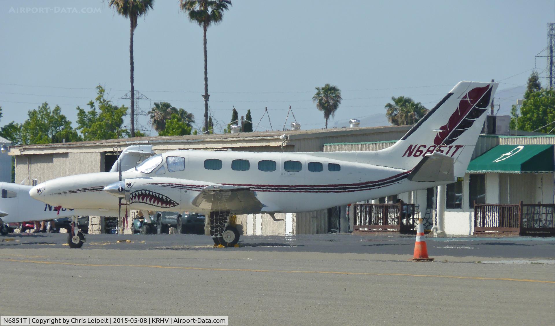 N6851T, 1981 Cessna 441 C/N 441-0211, A transient 1981 Cessna Conquest II (WARD LEASING COMPANY - WILMINGTON, DE) parked at Nice Air. The first Conquest II to ever land at Reid Hillview, and it's a nice one.
