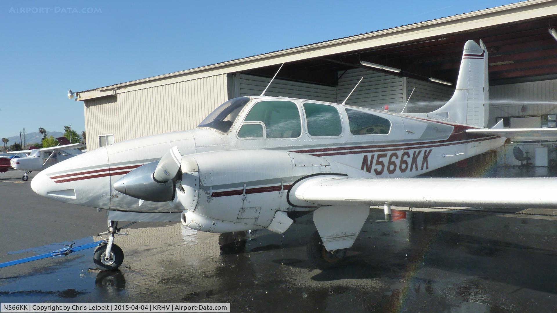 N566KK, 1966 Beech D95A Travel Air C/N TD-673, A local 1966 Beechcraft D95 getting a wash at Reid Hillview Airport, CA.