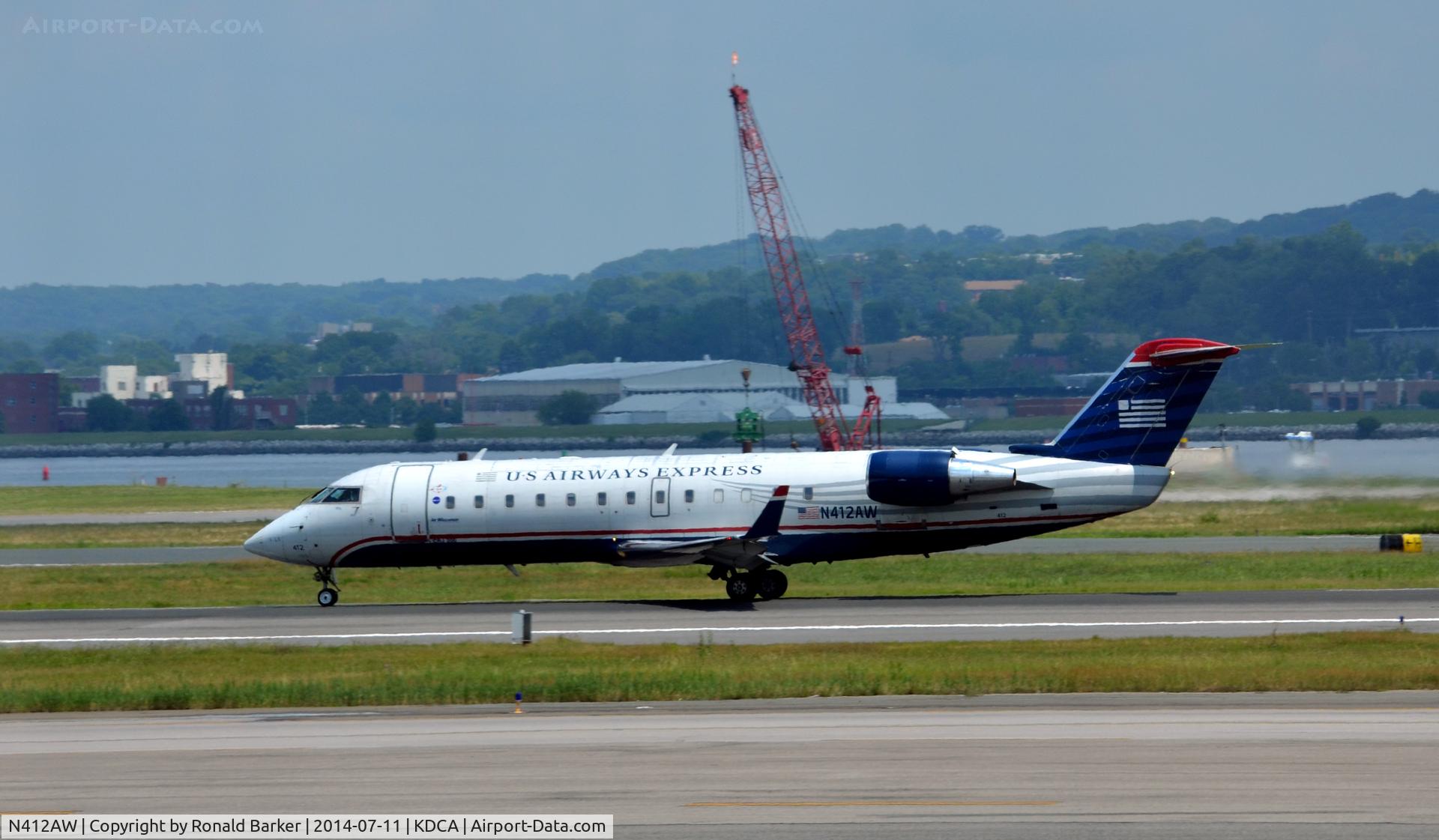 N412AW, 2001 Bombardier CRJ-200LR (CL-600-2B19) C/N 7582, Takeoff roll DCA