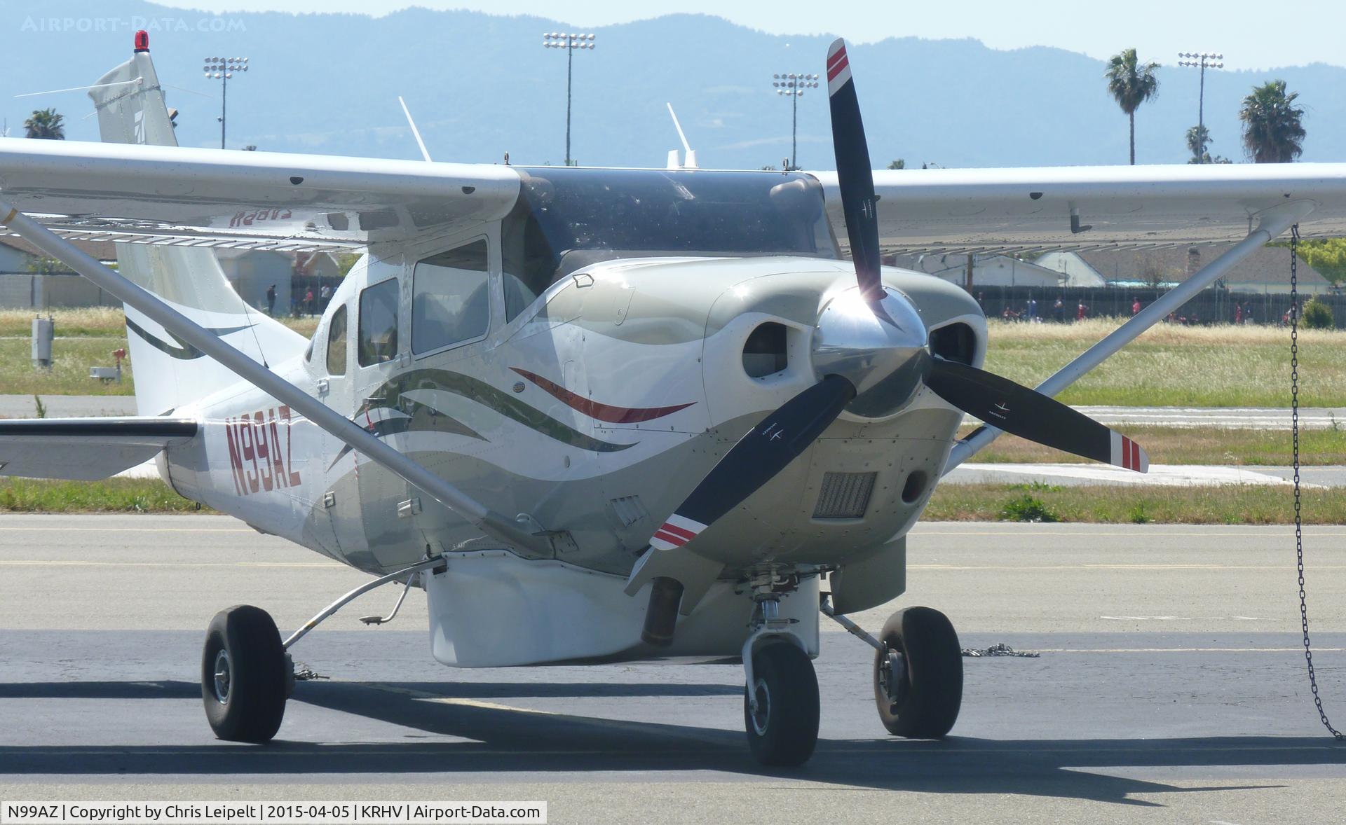 N99AZ, 2006 Cessna T206H Turbo Stationair C/N T20608691, A transient 2006 Cessna T206H with a belly pack visiting Reid Hillview Airport, CA for a football game.