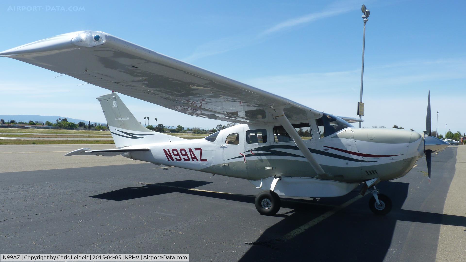 N99AZ, 2006 Cessna T206H Turbo Stationair C/N T20608691, A transient 2006 Cessna T206H with a belly pack visiting Reid Hillview Airport, CA for a football game.