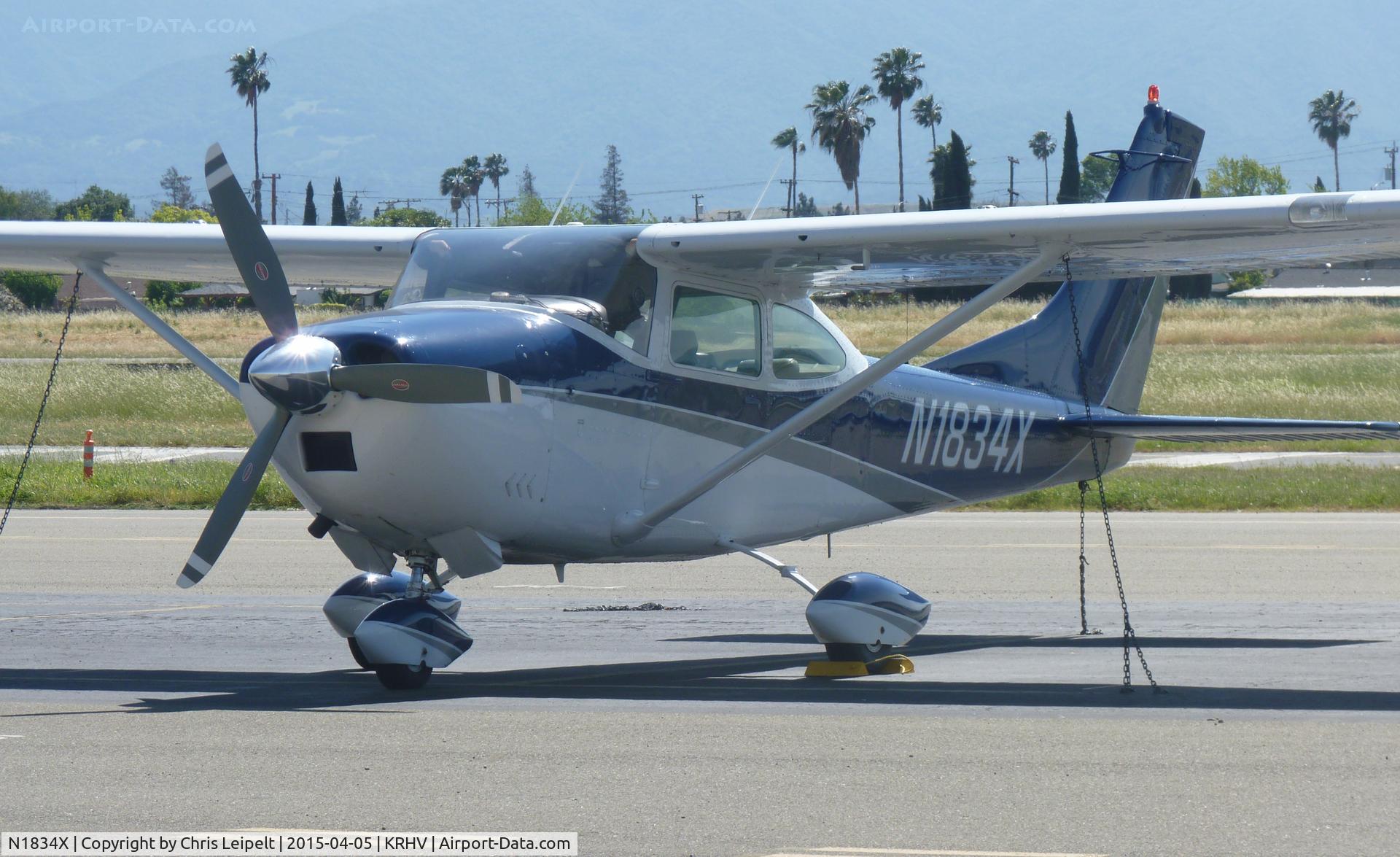 N1834X, 1964 Cessna 182H Skylane C/N 18255934, A transient 1964 Cessna 182H with a new paint at the transient ramp at Reid Hillview Airport, CA.