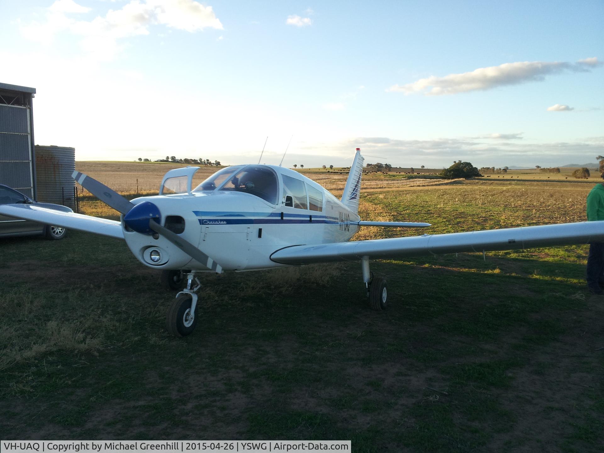 VH-UAQ, 1961 Piper PA-28-160 Cherokee C/N 28-56, VH-UAQ at a private strip near Wagga Wagga NSW