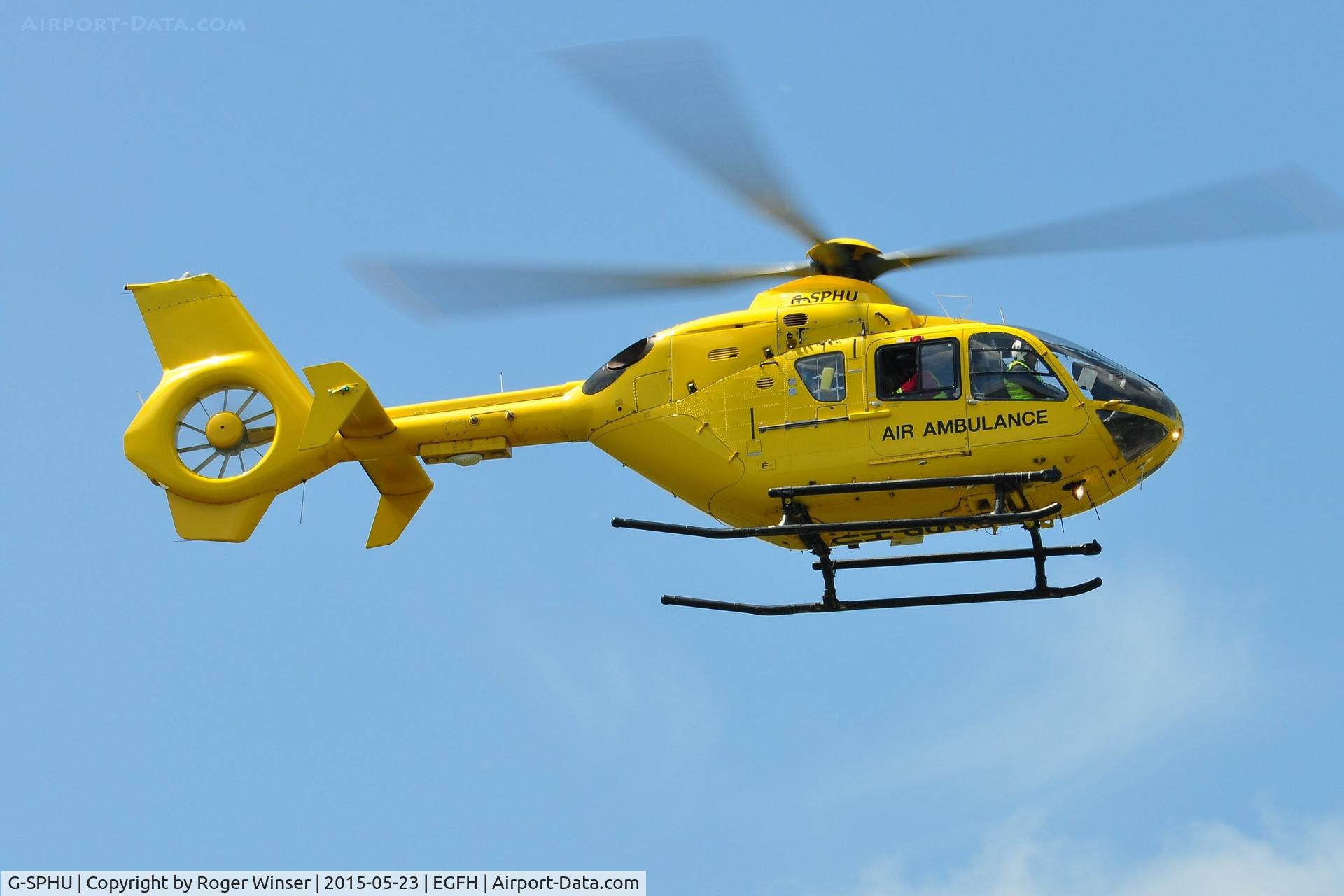 G-SPHU, 2002 Eurocopter EC-135T-2 C/N 0245, Operating as the South Wales based Wales Air Ambulance helicopter (Helimed 57) whilst G-WASN is off base.