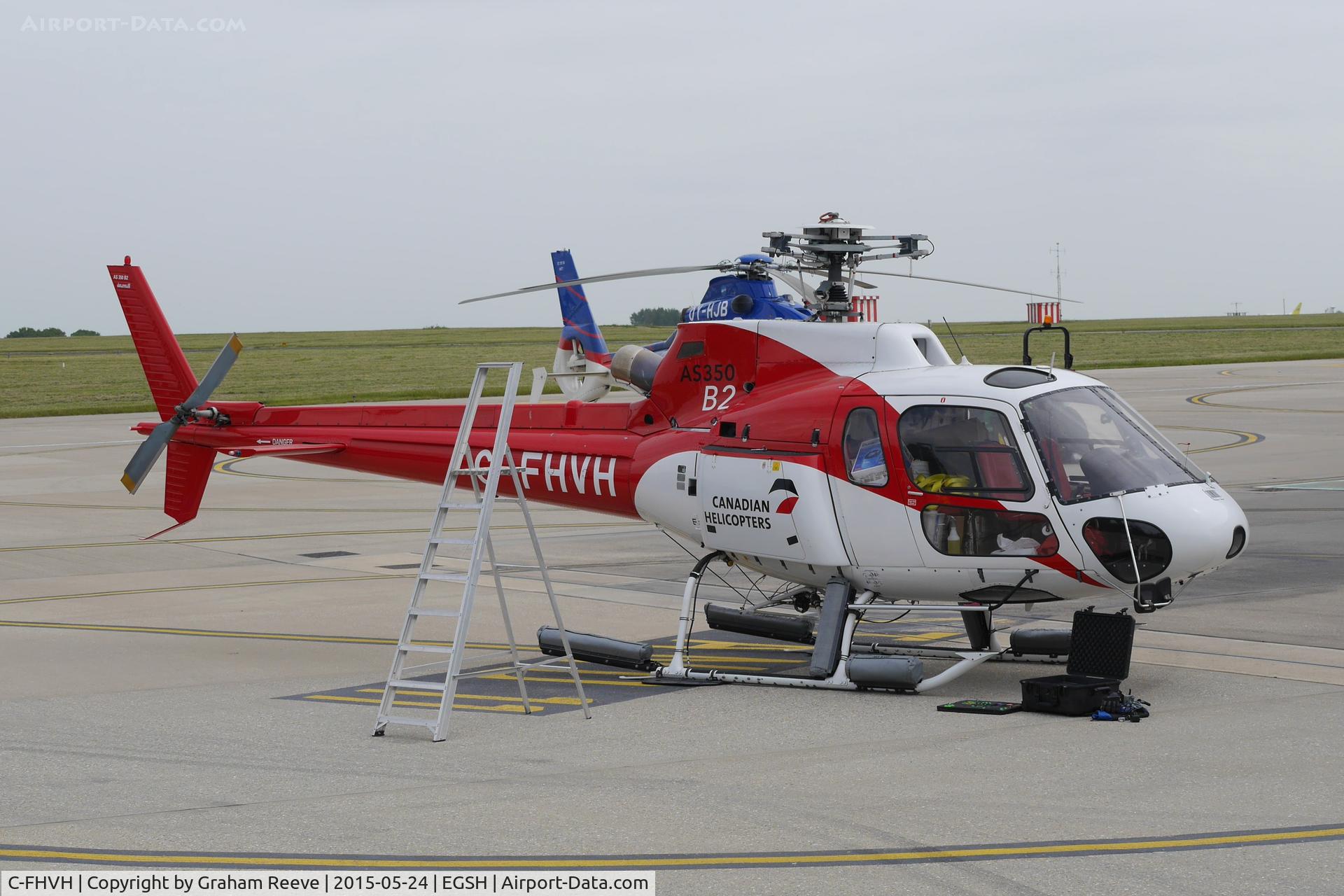 C-FHVH, 1980 Aerospatiale AS-350BA Ecureuil C/N 1256, Parked at Norwich prior to rotors being attached,