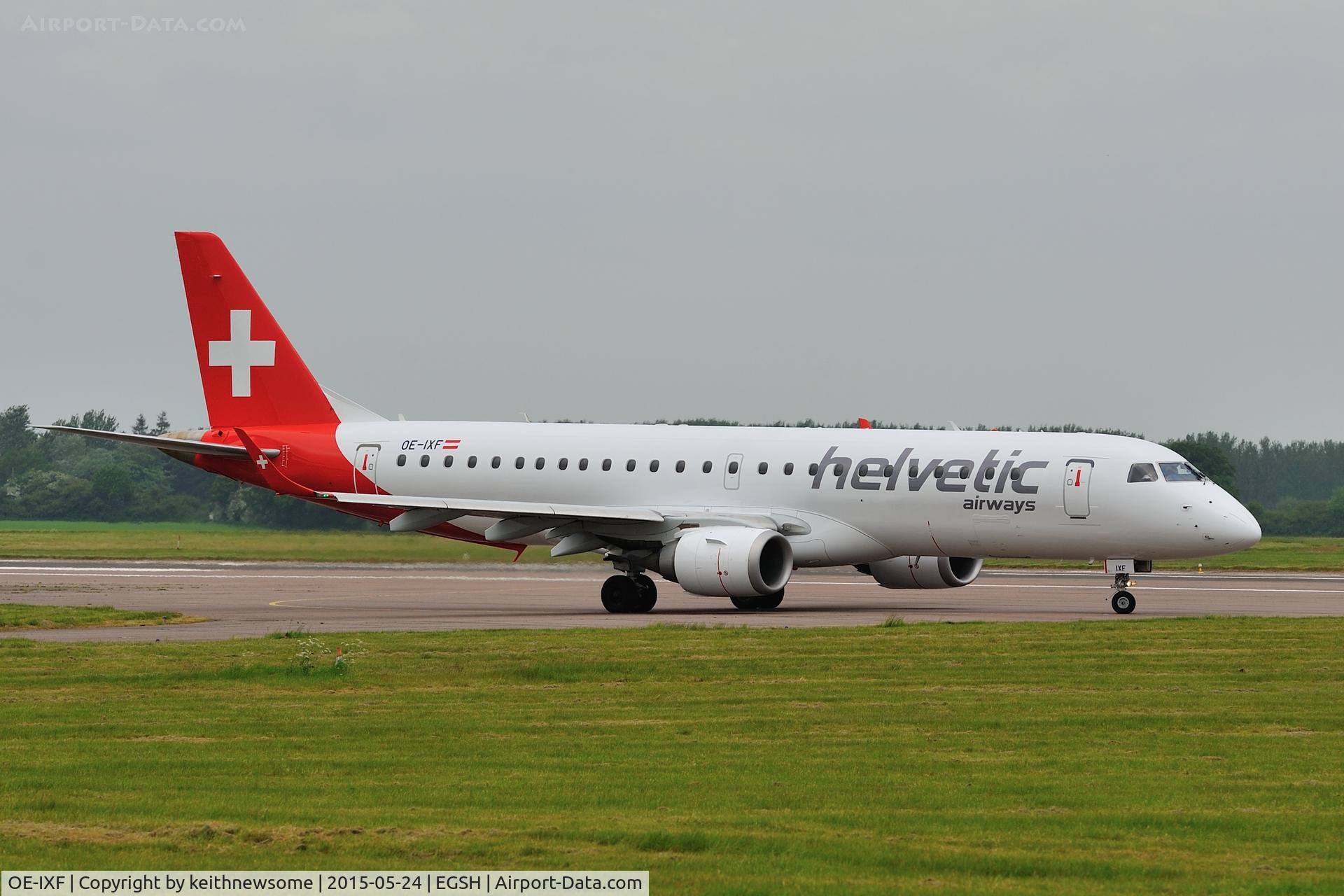 OE-IXF, 2011 Embraer 190LR (ERJ-190-100LR) C/N 19000420, Re-sprayed to Helvetic colour scheme.