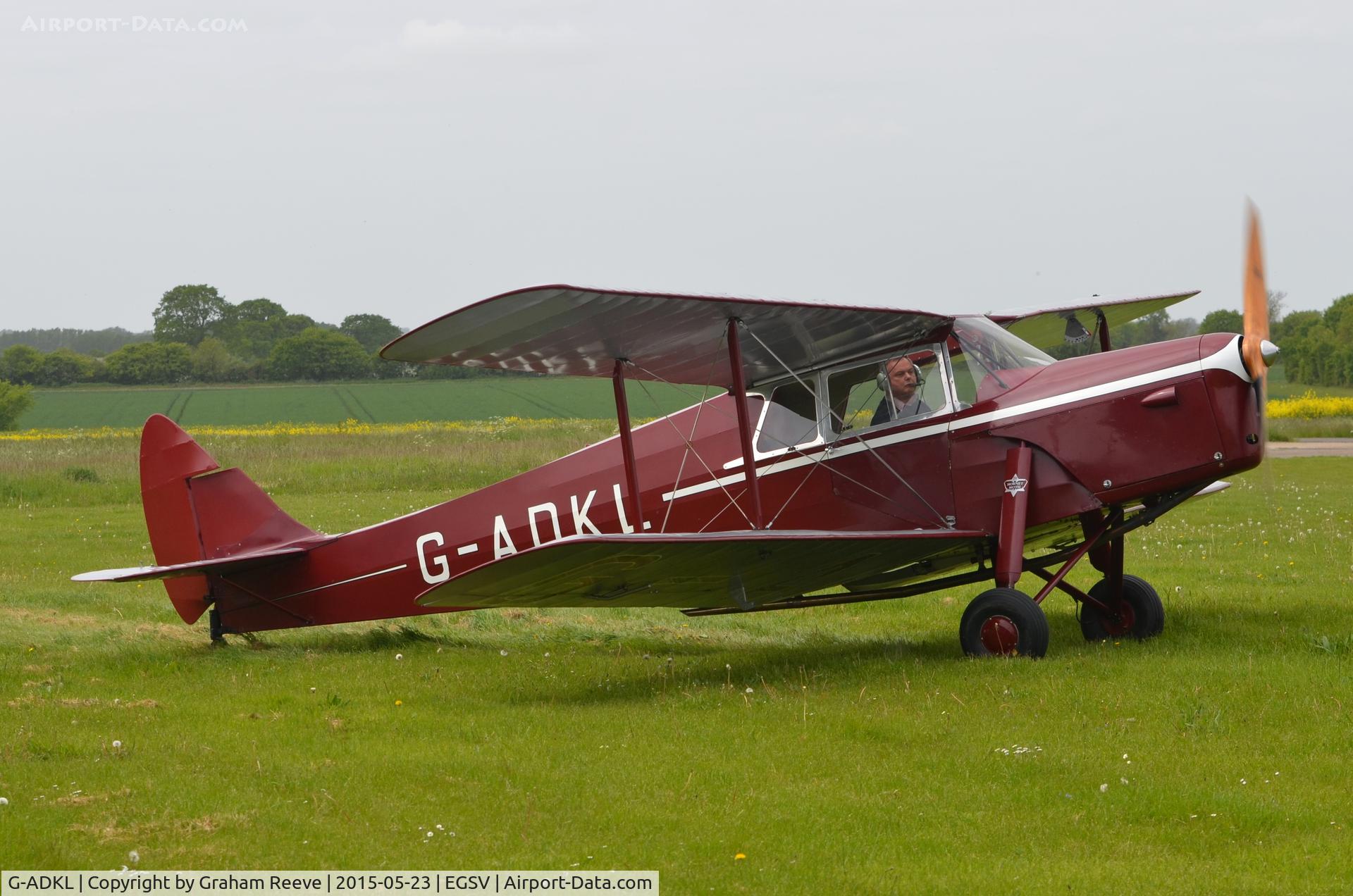 G-ADKL, 1935 De Havilland DH.87B Hornet Moth C/N 8035, Just landed at Old Buckenham.