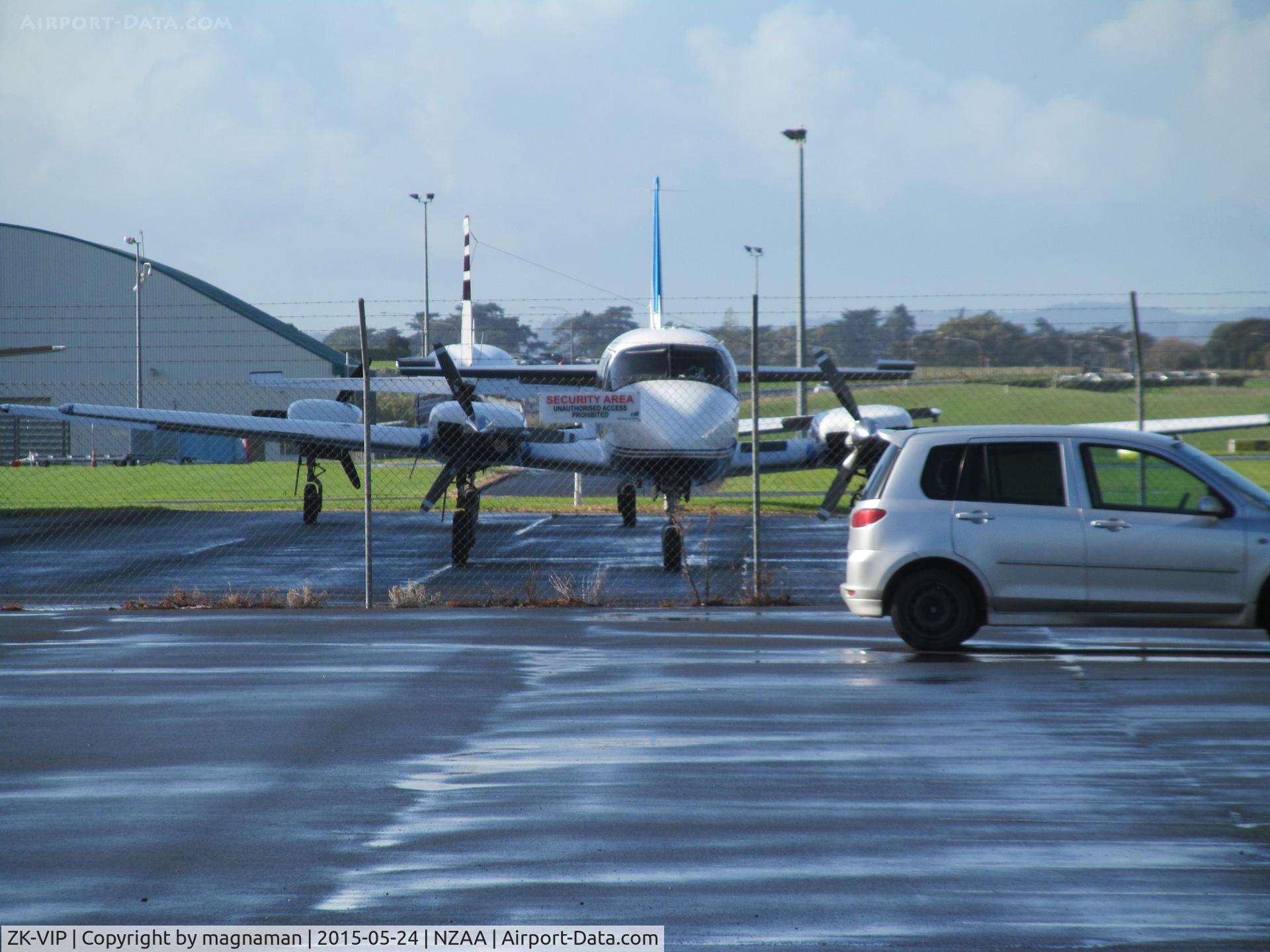 ZK-VIP, Piper PA-31-350 Chieftain C/N 31-7405482, Parked in unusual spot outside air NZ maintenance along with anther PA31 of Great Barrier Airlines.