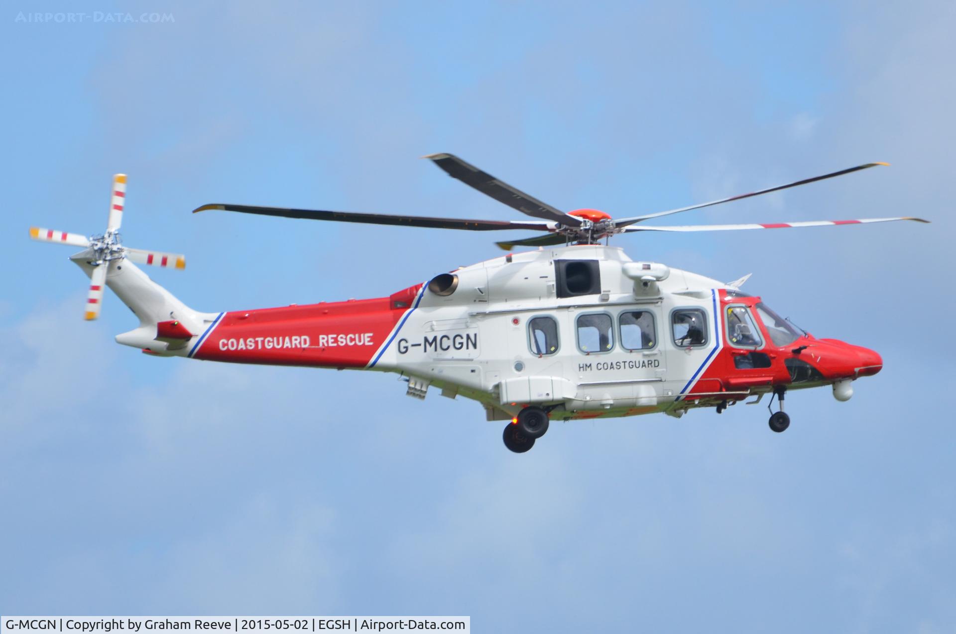 G-MCGN, 2014 AgustaWestland AW-189 C/N 92001, About to land at Norwich.