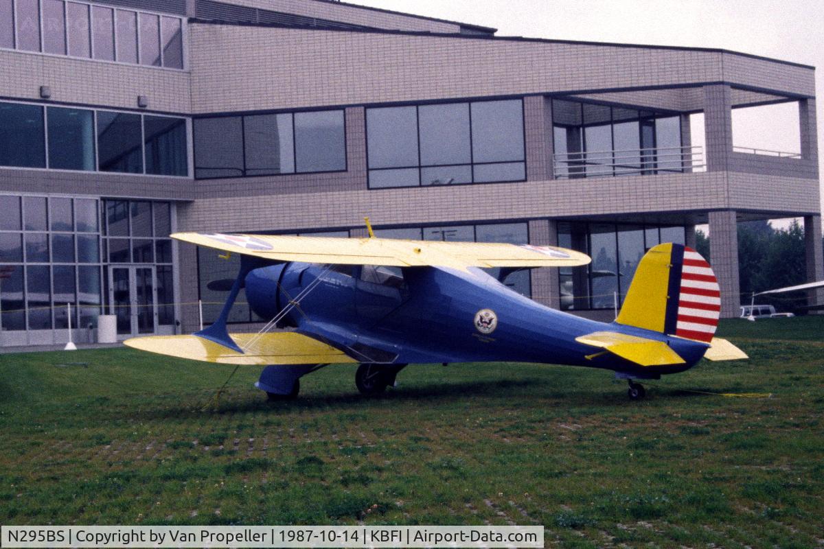 N295BS, 1939 Beech YC-43A Staggerwing C/N 295, N295BS at the Museum of Flight at Boeing Field in Seattle, 1987.