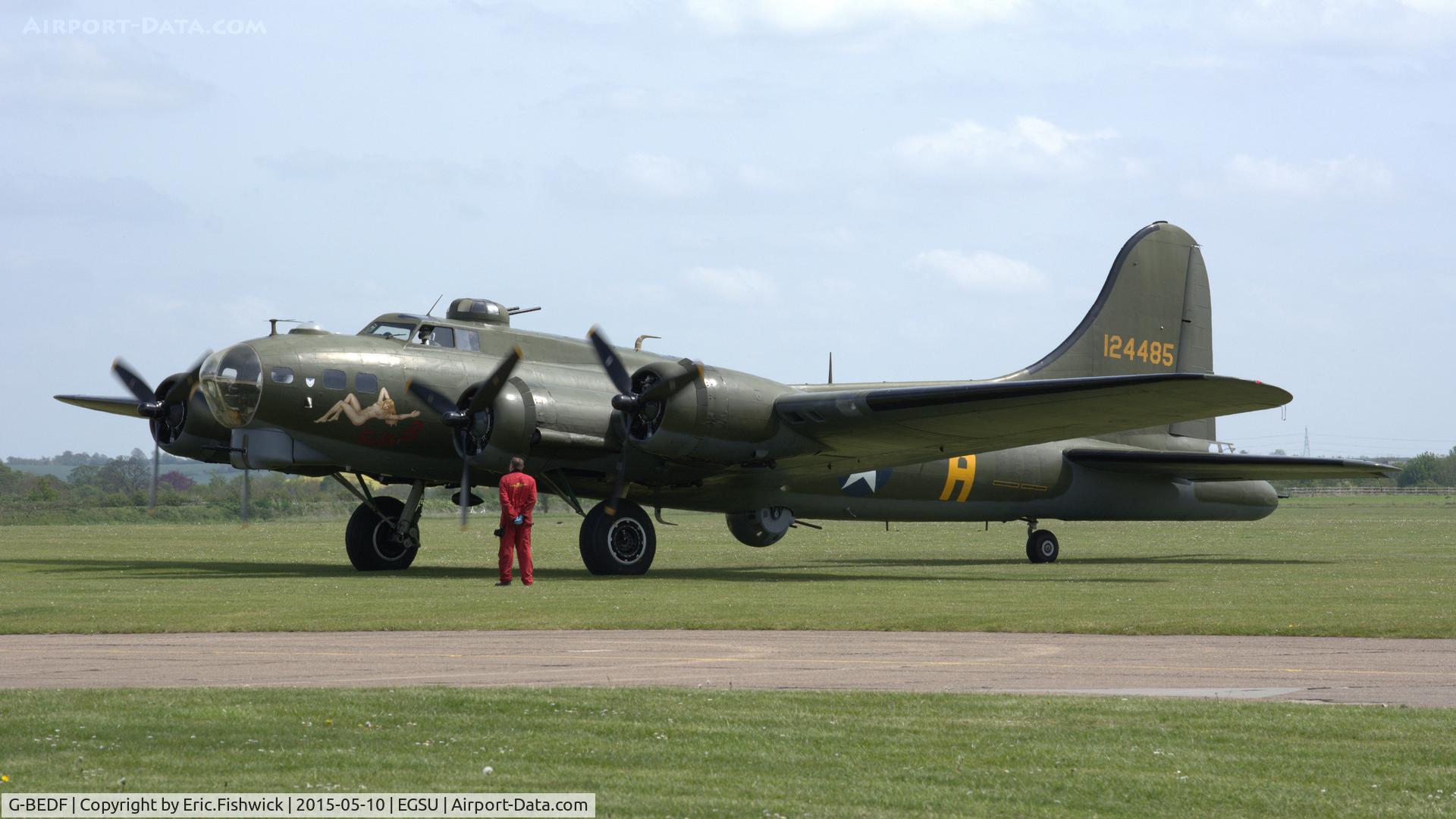 G-BEDF, 1944 Boeing B-17G Flying Fortress C/N 8693, 2. G-BEDF during engine run-up at Duxford Airfield.