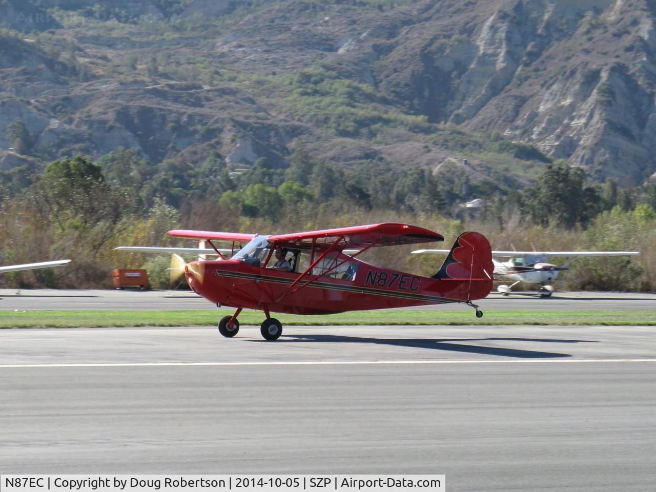 N87EC, 2007 American Champion 7EC C/N 1010-2007, 2007 American Champion 7EC 'The Champ' LSA, Continental O-200A lightweight 100 Hp, wood prop & limited fuel to meet 1,320 lb weight limit for LSA, landing Roll Rwy 04