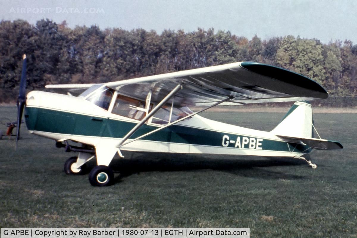 G-APBE, 1957 Auster 5A C/N 3403, Auster Alpha 5 [3403] Old Warden~G 13/07/1980. From a slide.