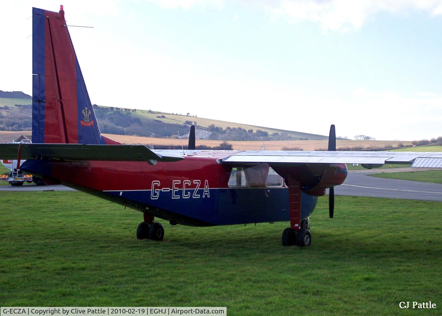 G-ECZA, 1976 Britten-Norman BN-2A-21 Islander C/N 498, Pictured at rest at Bembridge, Isle of Wight, Feb 2010