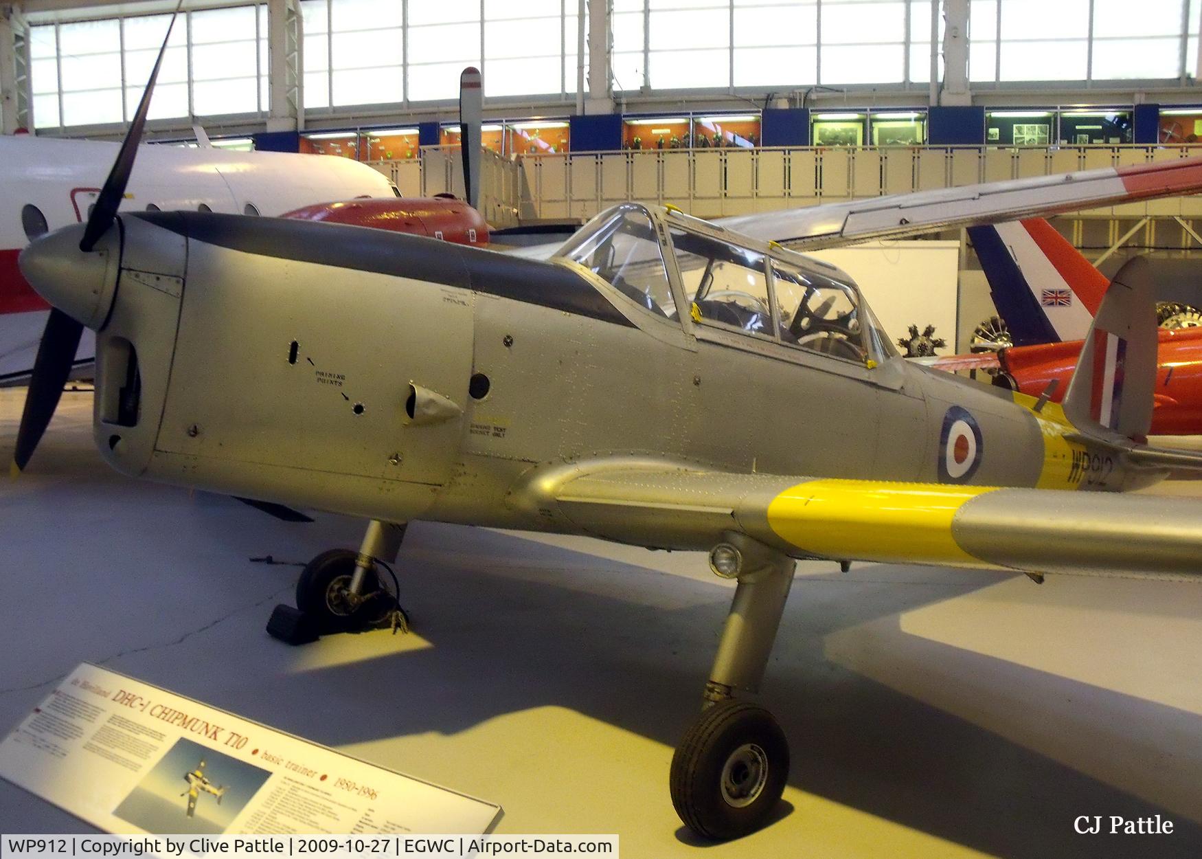 WP912, De Havilland DHC-1 Chipmunk T.10 C/N C1/0786, On display at the RAF Museum at Cosford. This aircraft was used  by HRH The Duke of Edinburgh for his flying training.