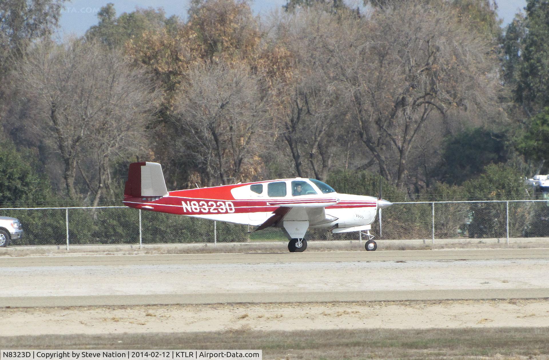 N8323D, 1957 Beech J35 Bonanza C/N D-5405, privately-owned Beech J35 from Prescott Valley, AZ @ Mefford Field (Tulare, CA) for the 2014 International Ag Expo