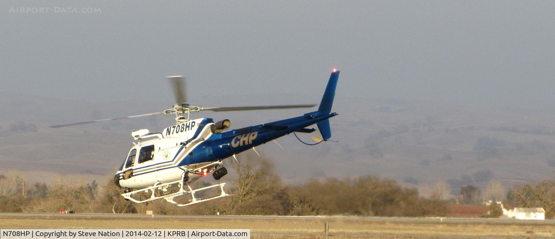 N708HP, 1999 Aerospatiale AS-350B-3 Ecureuil C/N 3244, California Highway Patrol Eurocopter AS350BC @ Paso Robles Municipal Airport, CA home base heading out to nab speeders on nearby US Highway 101 (beware the chopper coppers)
