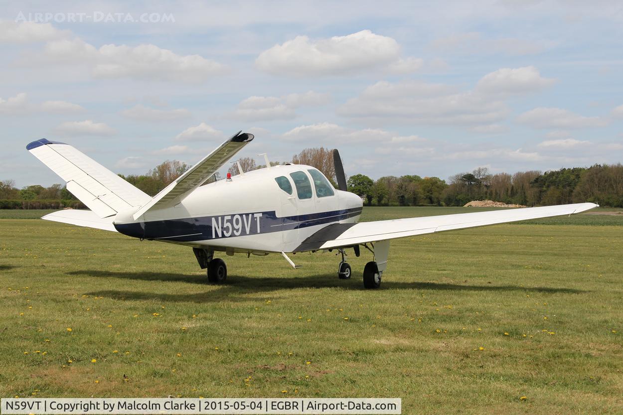 N59VT, 1959 Beech K35 Bonanza C/N D-5897, Beech K35 Bonanza at The Real Aeroplane Club's Auster Fly-In, Breighton Airfield, May 4th 2015.