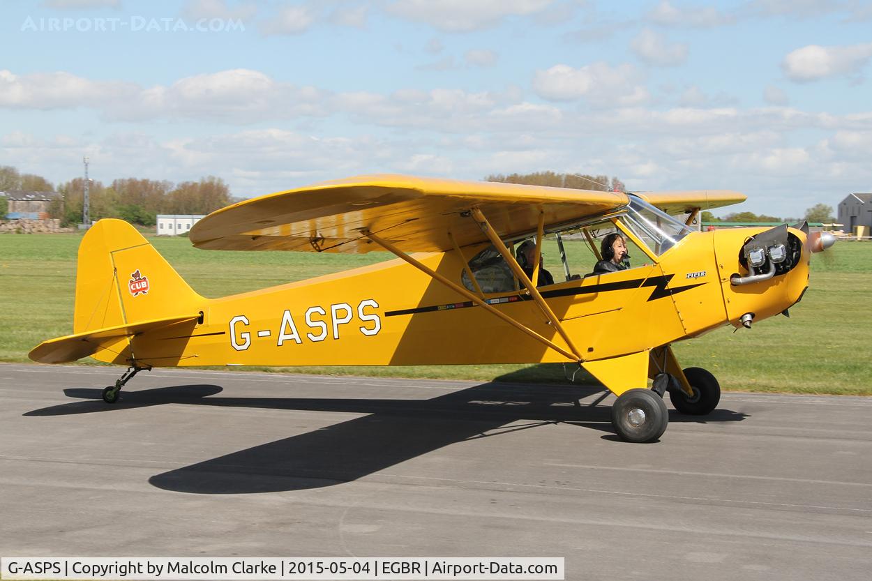 G-ASPS, 1947 Piper J3C-90 Cub C/N 22809, Piper J3C-90 at The Real Aeroplane Club's Auster Fly-In, Breighton Airfield, May 4th 2015.