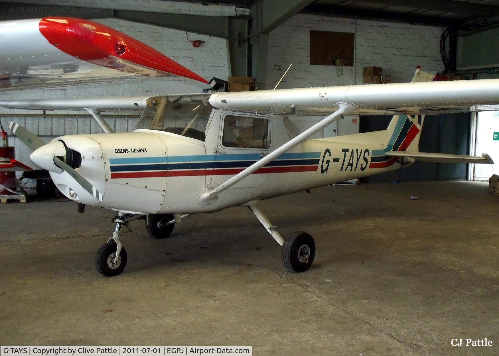G-TAYS, 1980 Reims Cessna F152 C/N 1697, Hangared at Fife Airport, Glenrothes EGPJ in its Tayside Aviation colour scheme.