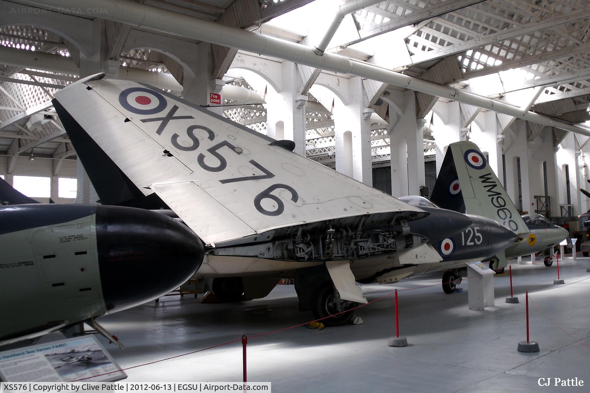 XS576, 1964 De Havilland DH-110 Sea Vixen FAW.2 C/N 10134, On display at the IWM Duxford ex RN FAA coded E-125
