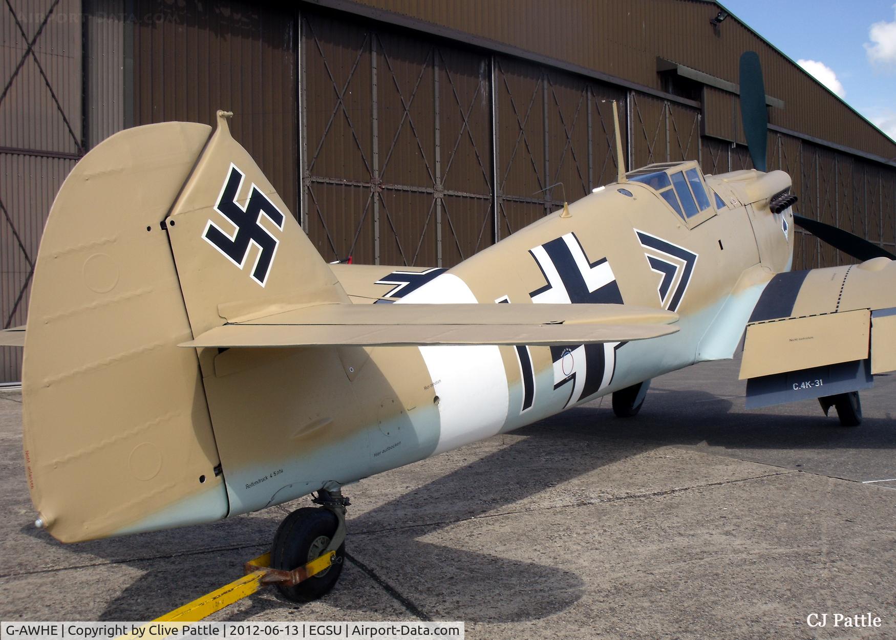 G-AWHE, Hispano HA-1112-M1L Buchon C/N 64, Rear view at the IWM Duxford