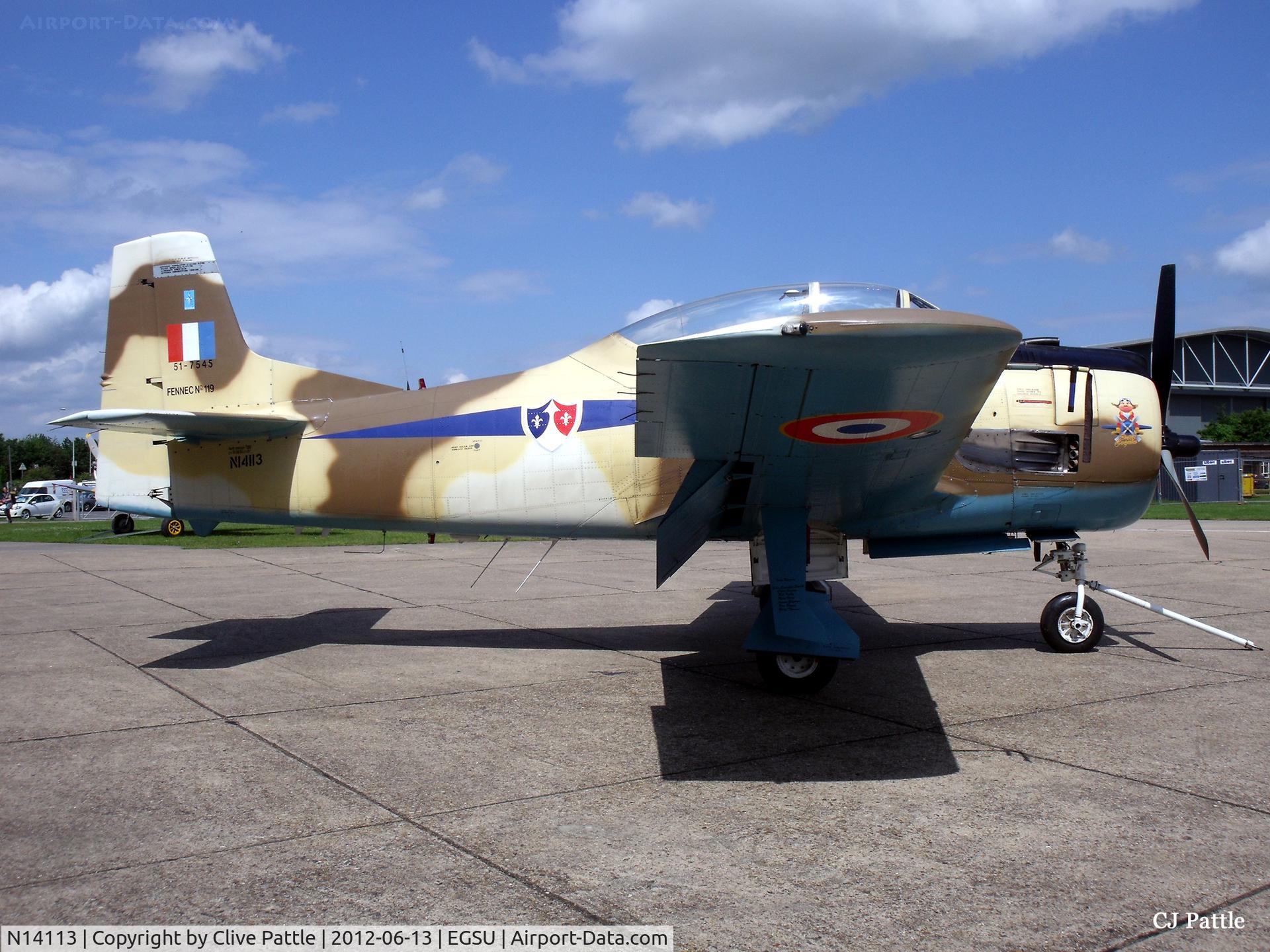 N14113, 1951 North American T-28A Fennec C/N 81-1, Resident flyer at IWM Duxford marked as '119' Haiti AF, the property of the Aircraft Restoration Company.