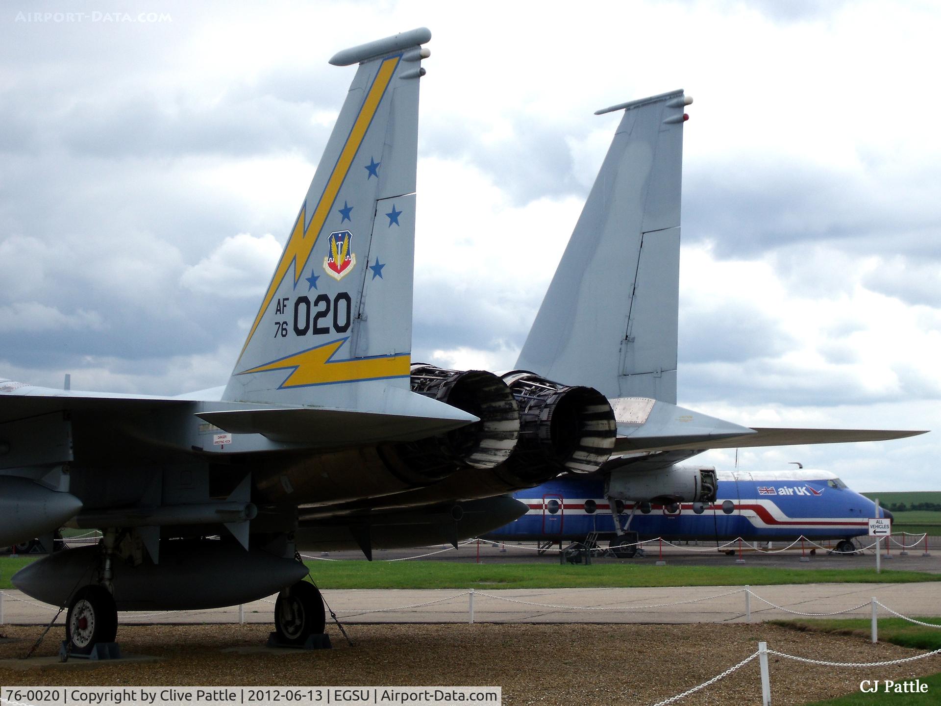 76-0020, 1976 McDonnell Douglas F-15A Eagle C/N 0199/A172, On display outside the American Air Museum section of the IWM at Duxford