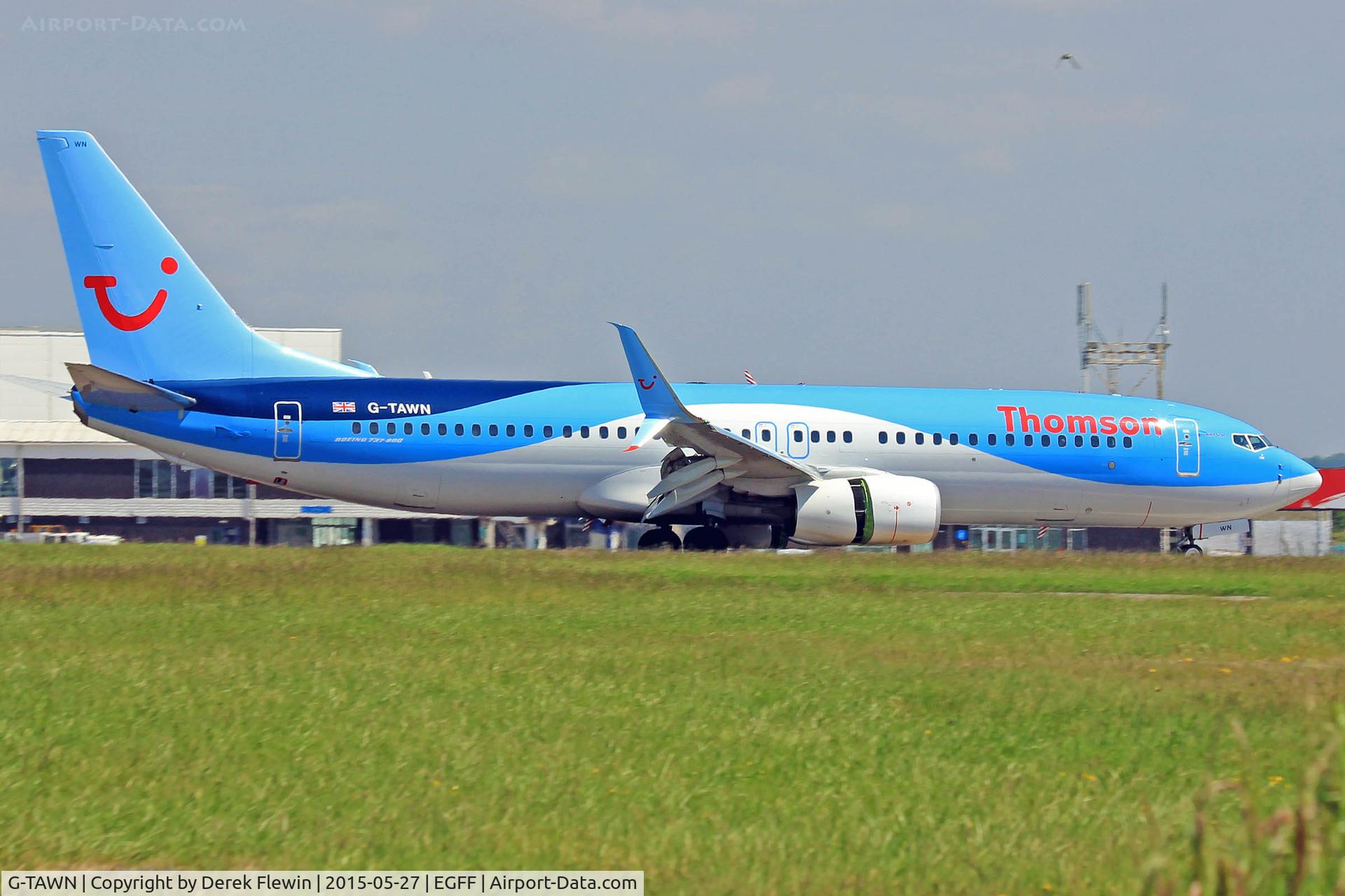 G-TAWN, 2013 Boeing 737-8K5 C/N 37251, 737-8K5, callsign Thomson 5YW, previously N5573k, 	seen landing on runway 12, out of Palma Mallorca.