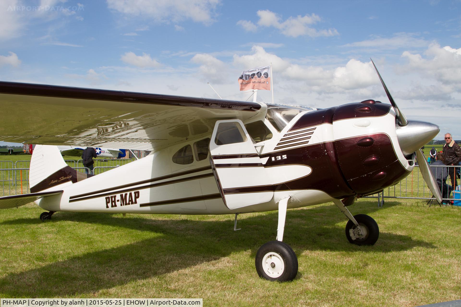 PH-MAP, 1948 Cessna 195 C/N 7205, Recently restored and on static display at Oostwold Airshow