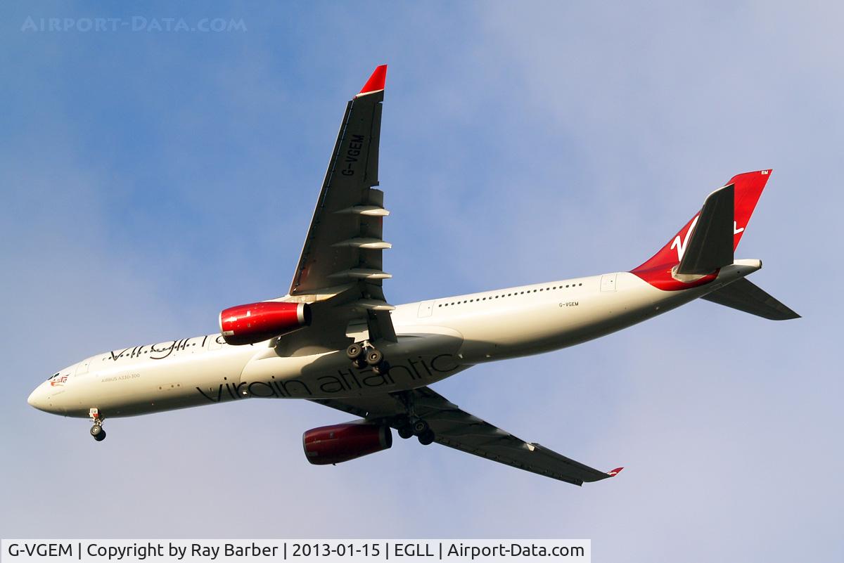 G-VGEM, 2011 Airbus A330-343X C/N 1215, Airbus A330-343E [1215] (Virgin Atlantic) Home~G 15/01/2013. On approach 27R.