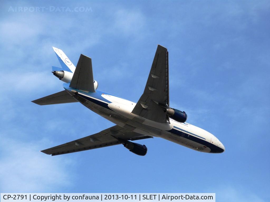 CP-2791, 1988 McDonnell Douglas MD-10-30F C/N 48312, Leaving Santa Cruz SLET