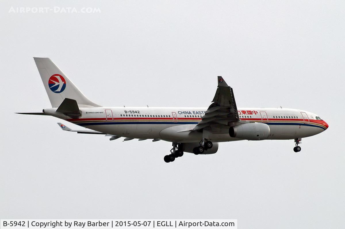 B-5942, 2013 Airbus A330-243 C/N 1500, Airbus A330-243 [1500] (China Eastern Airlines) Home~G 07/05/2015. On approach 27L.