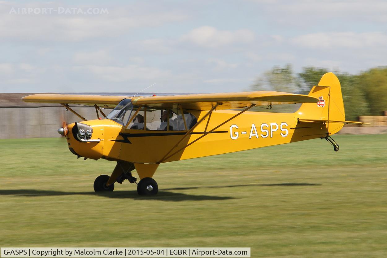 G-ASPS, 1947 Piper J3C-90 Cub C/N 22809, Piper J3C-90 at The Real Aeroplane Club's Auster Fly-In, Breighton Airfield, May 4th 2015.