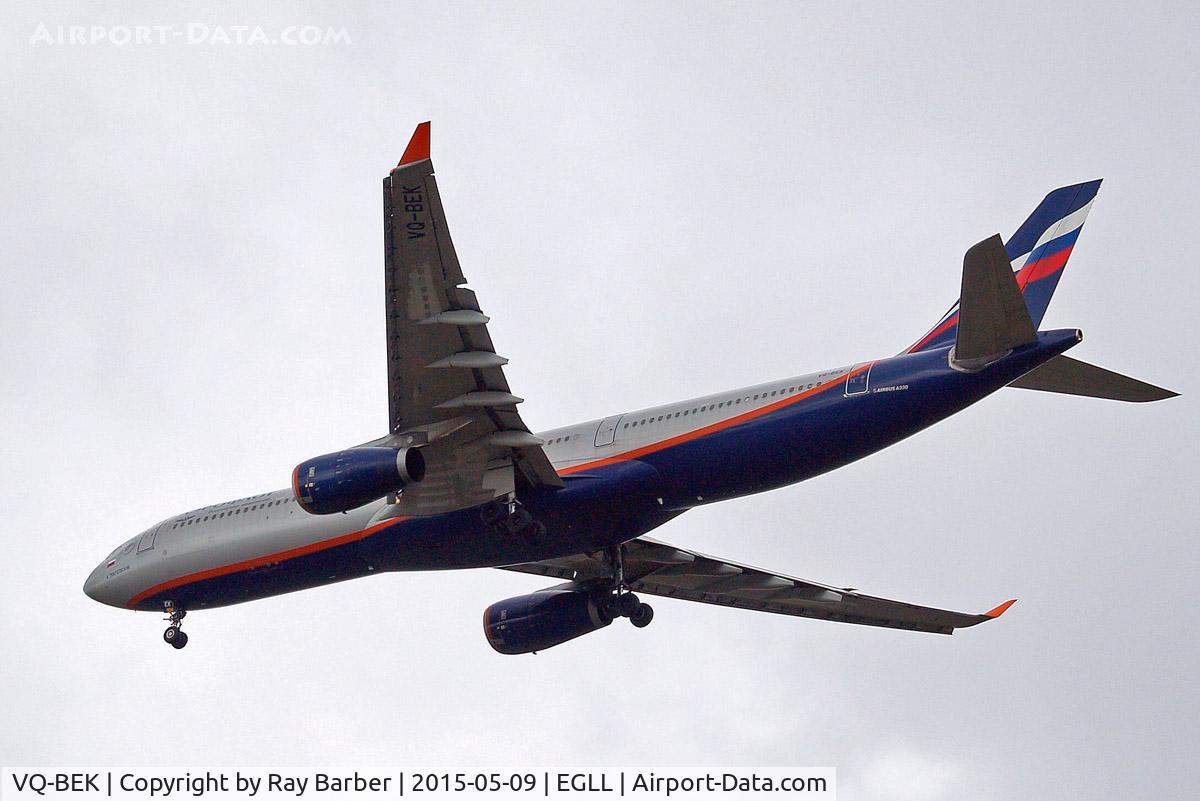 VQ-BEK, 2009 Airbus A330-343 C/N 1077, Airbus A330-343X [1077] (Aeroflot Russian Airlines) Home~G 09/05/2015. On approach 27R.