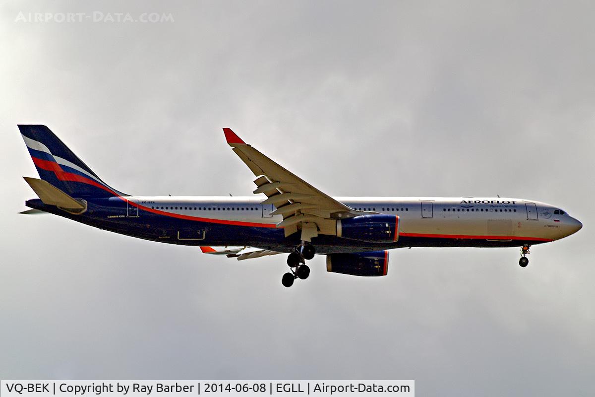 VQ-BEK, 2009 Airbus A330-343 C/N 1077, Airbus A330-343X [1077] (Aeroflot Russian Airlines) Home~G 08/06/2014. On approach 27L.