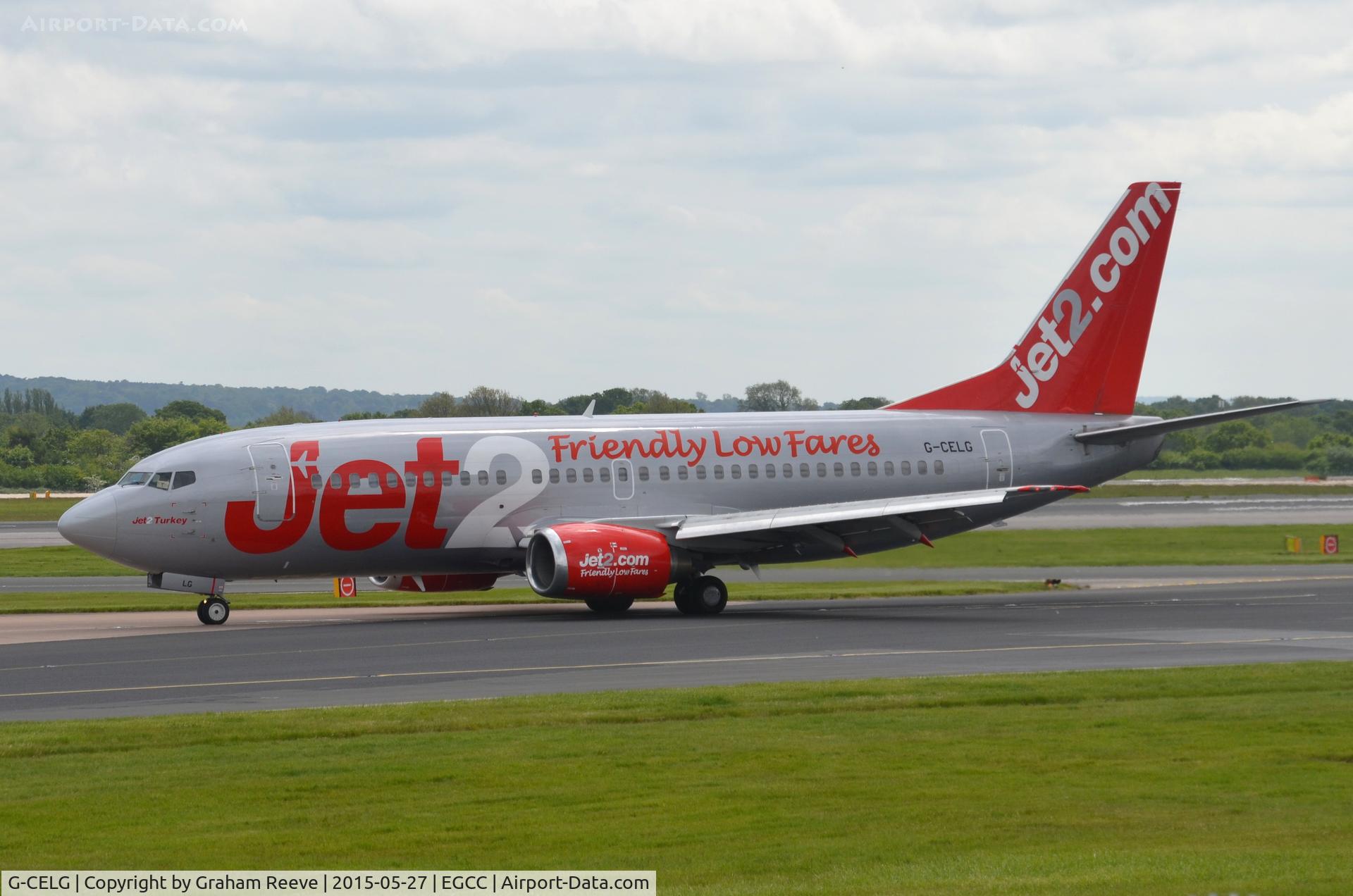 G-CELG, 1988 Boeing 737-377 C/N 24303, Just landed at Manchester.