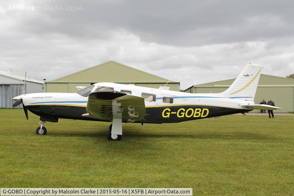 G-GOBD, 2001 Piper PA-32R-301 Saratoga II HP C/N 3246193, Piper PA-32R-301 Saratoga II HP at the opening of Fishburn Airfield's new clubhouse, May 17th 2015.