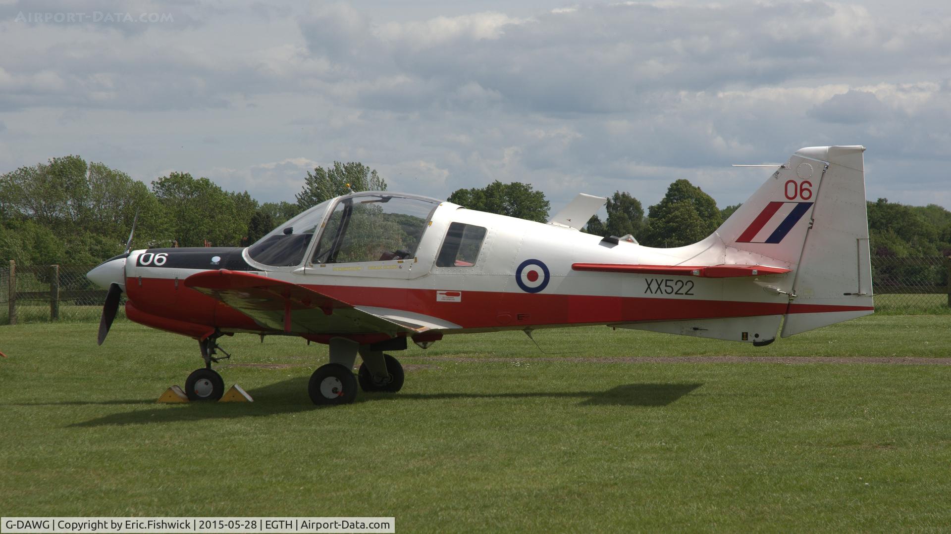 G-DAWG, 1973 Scottish Aviation Bulldog T.1 C/N BH120/208, 1. G-DAWG (XX522) visiting Old Warden (Shuttleworth) Aerodrome.