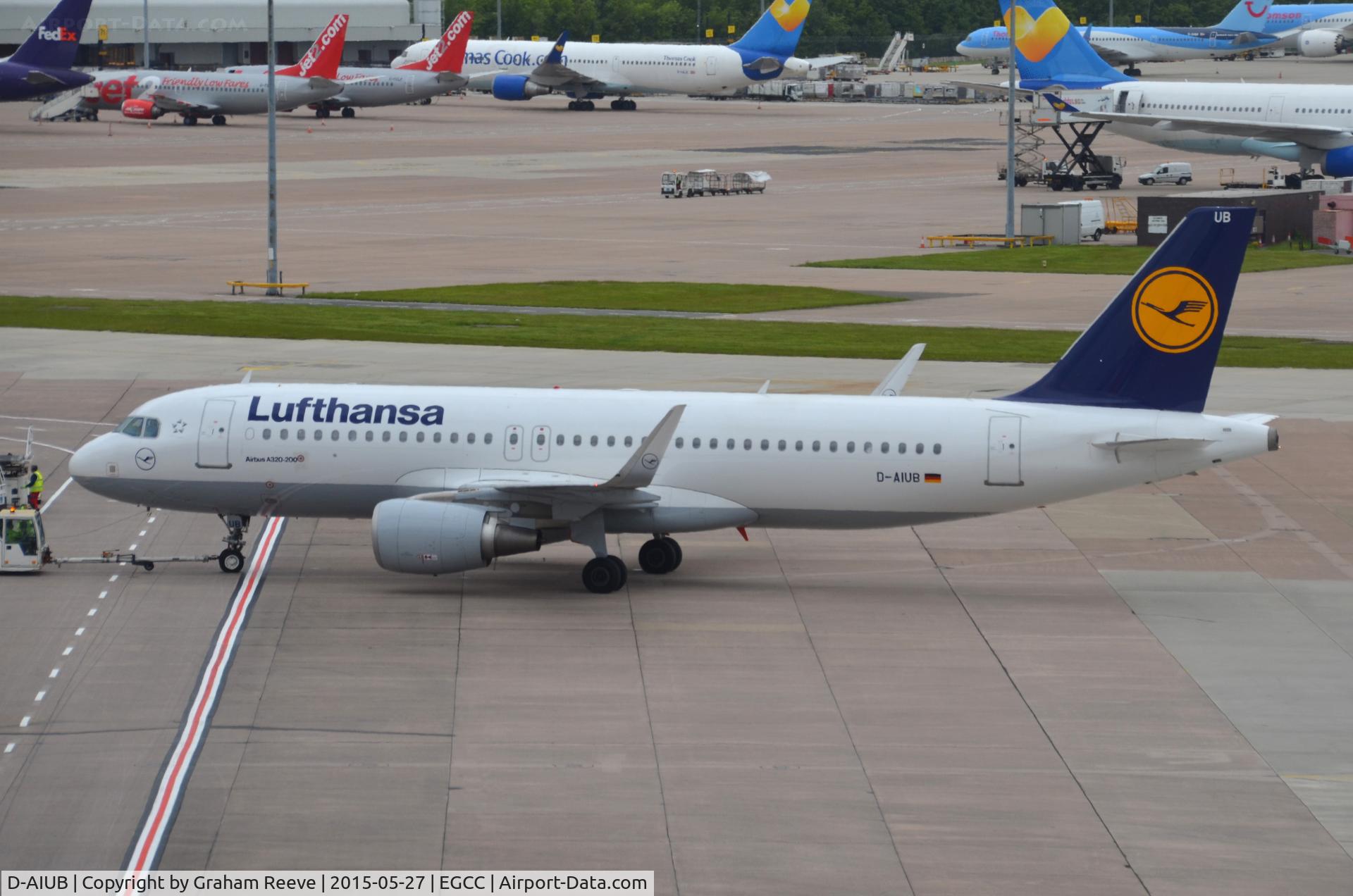 D-AIUB, 2014 Airbus A320-214 C/N 5972, Being pushed back for departure.