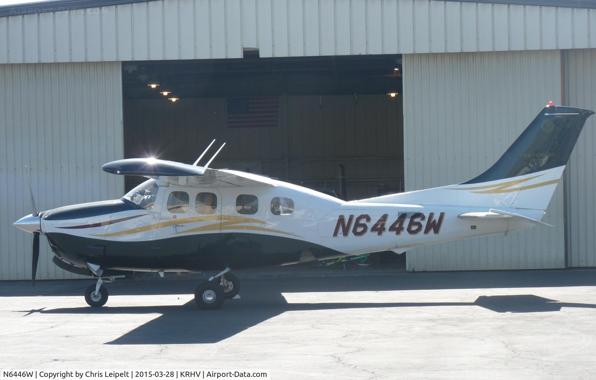 N6446W, 1981 Cessna P210N Pressurised Centurion C/N P21000782, A local 1981 Cessna P210N getting more additions to the already beautiful G430 it already has at Reid Hillview Airport, CA.