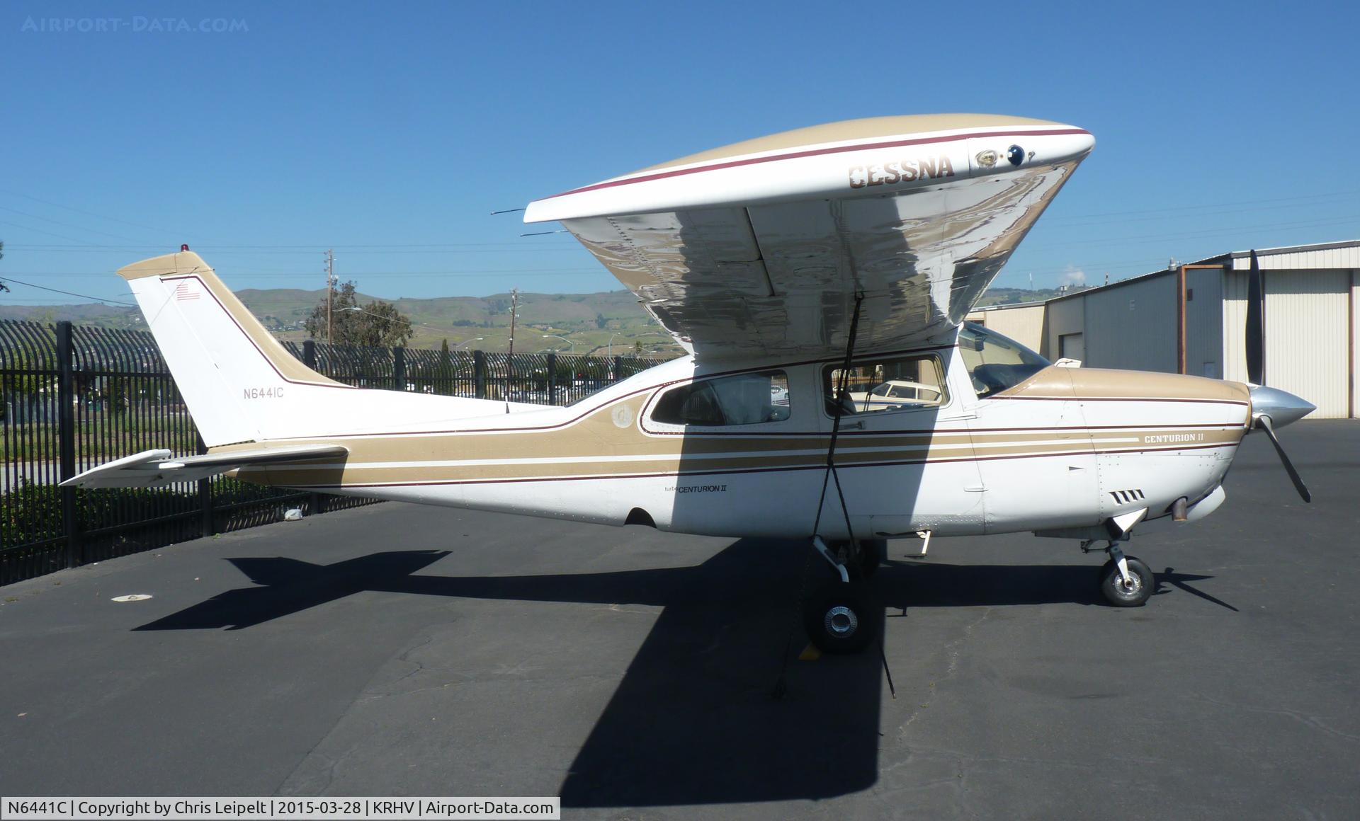 N6441C, 1980 Cessna T210N Turbo Centurion C/N 21063889, A local 1980 Cessna T210N at a tie down near Ariel Avionics and Lafferty Aircraft Sales. It's not for sale with Lafferty, and I've never seen Ariel Avionics work on the plane, so this might be its tie down. Photo taken at Reid Hillview Airport, CA.