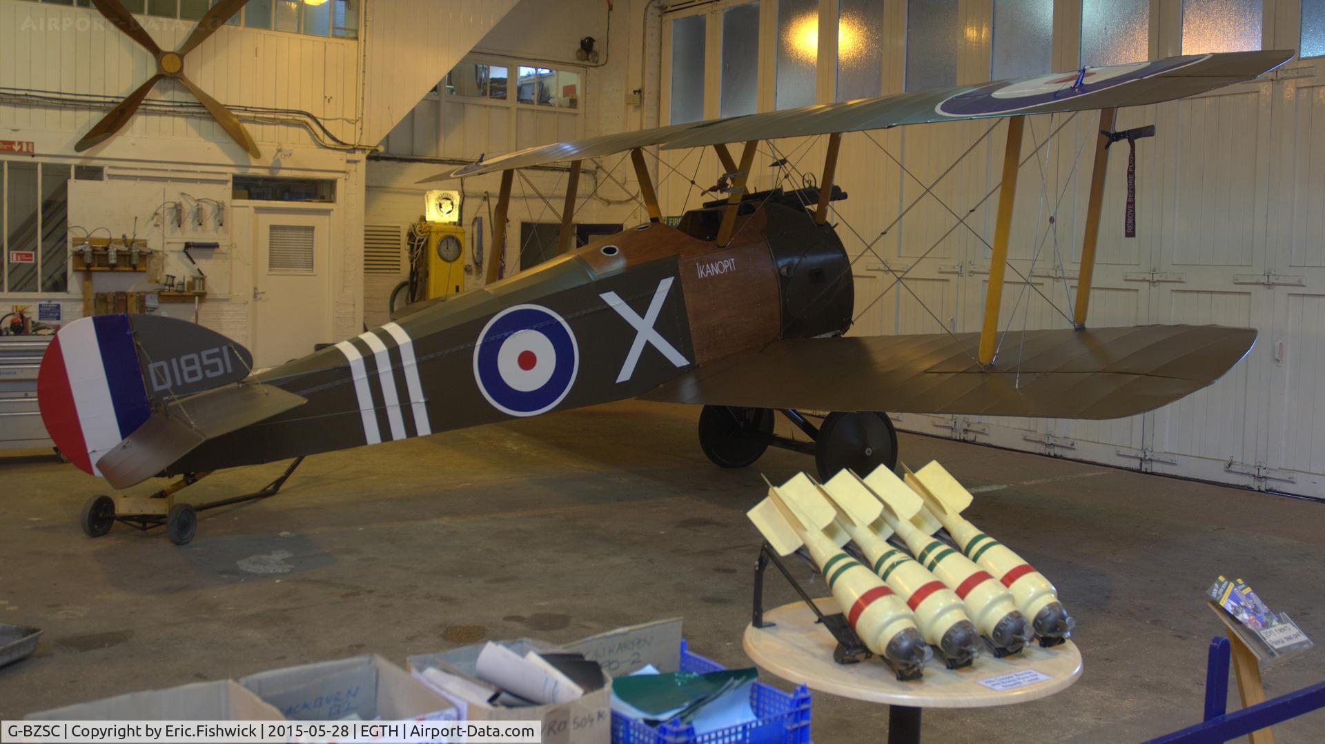 G-BZSC, 2001 Sopwith F.1 Camel Replica C/N NAW-3, 4. G-BZSC (D1851) This is the Shuttleworth Collection's Sopwith F.1 Camel - in the Workshop for Engine tests.